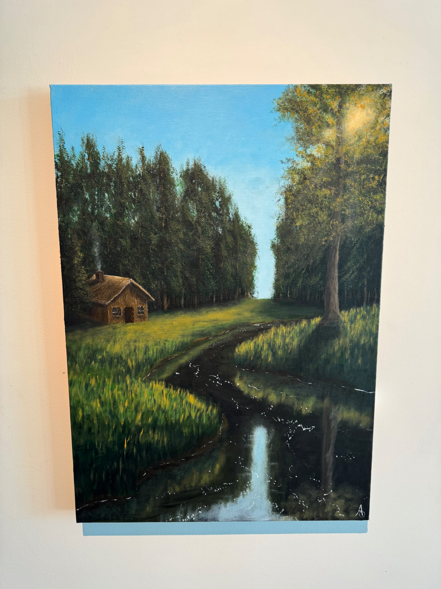 Lugnet — målning av skog och vatten